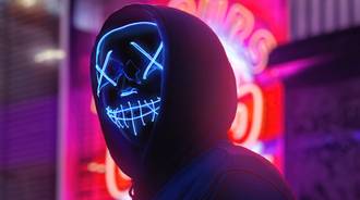 4k haker neon mask wallpaper