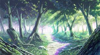 aesthetic anime rain forest wallpaper