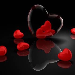 Hearts with black background