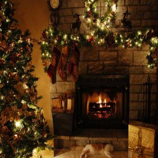Free christmas fireplace wallpaper
