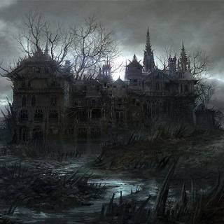 Haunted house wallpaper