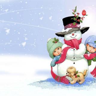 Christmas snowman wallpaper