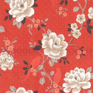 Red floral wallpaper
