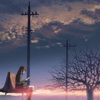 Anime girl reading book wallpaper