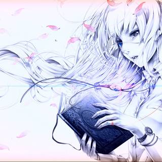 Anime girl reading book wallpaper