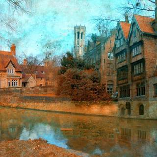 English village autumn wallpaper