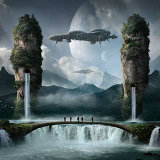 Minimalist waterfall wallpaper