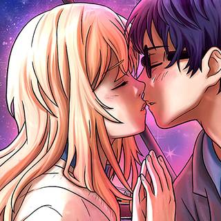 Anime couple kiss wallpaper