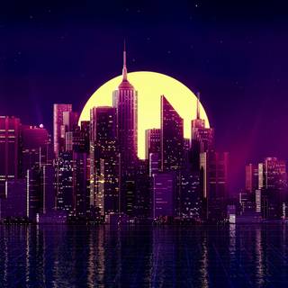 Retro city neon wallpaper