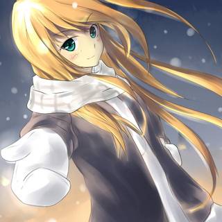 Cute anime girl winter wallpaper