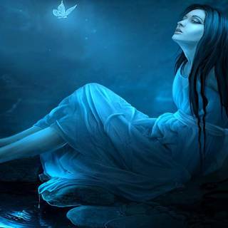 Blue fantasy girl wallpaper