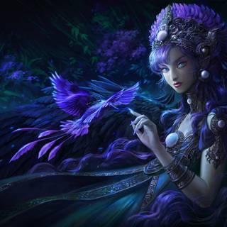 Blue fantasy girl wallpaper