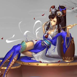 Blue fantasy girl wallpaper