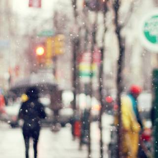 Winter city street wallpaper