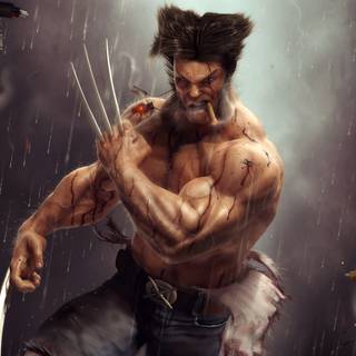 Logan with his claws wallpaper