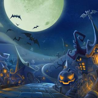 Cartoon Halloween desktop wallpaper