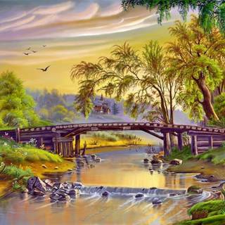 Water bridge wallpaper