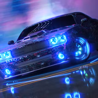 Neon Dodge Challenger wallpaper