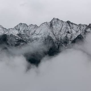 Mountain fog winter wallpaper