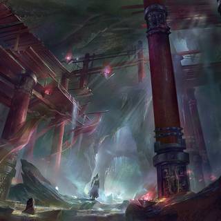 Anime temple wallpaper