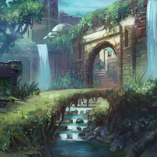 Anime temple wallpaper