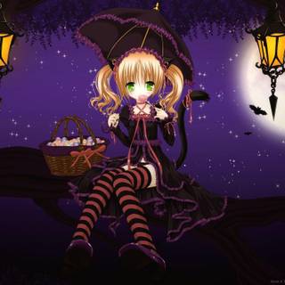 Aesthetic Halloween anime laptop wallpaper