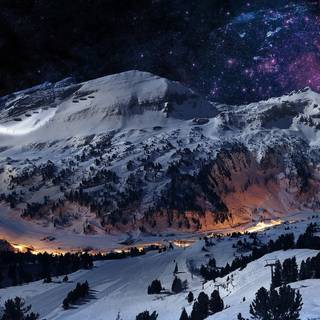 Christmas snow mountains wallpaper