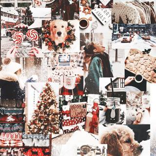 Cute winter collage wallpaper