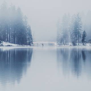 Winter lake 4k wallpaper