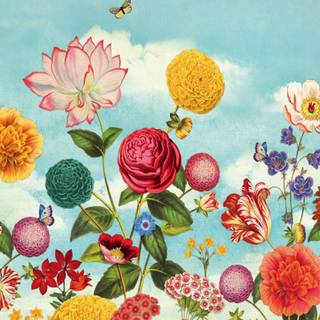 Yellow green flower art wallpaper