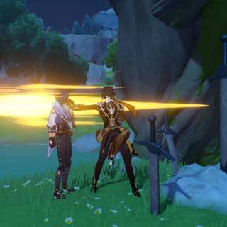 Kaeya and Zhongli wallpaper