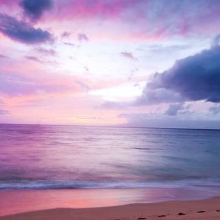 Beach pink purple blue sunset wallpaper