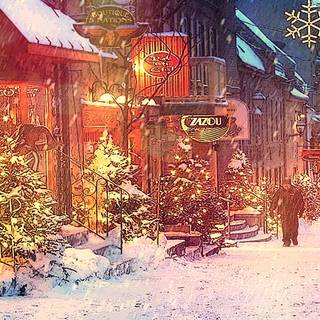 Old Christmas town wallpaper