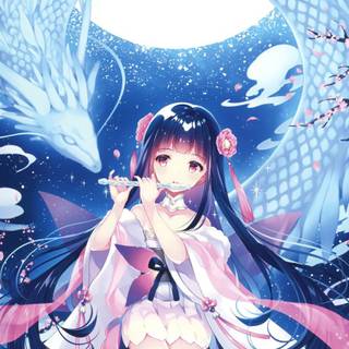 Kawaii anime dragon girl wallpaper