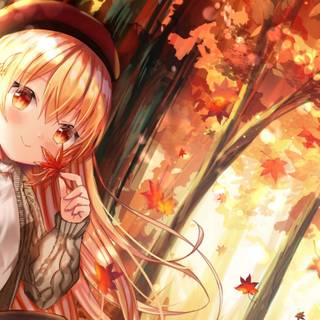 Autumn girl anime wallpaper