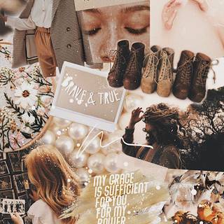 Autumn aesthetic collage wallpaper