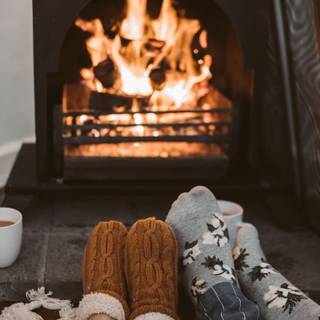 Cozy winter room wallpaper