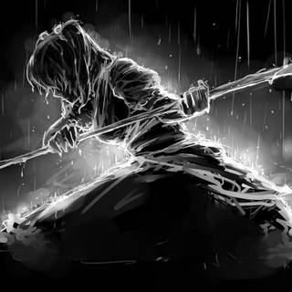 Black and white anime scenery wallpaper