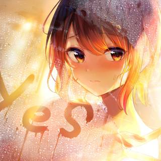 Anime person with brown short hair wallpaper