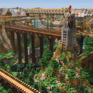 Minecraft building wallpaper