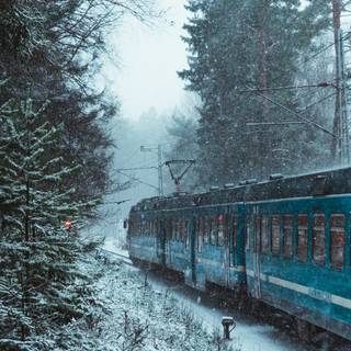 Winter snow train wallpaper