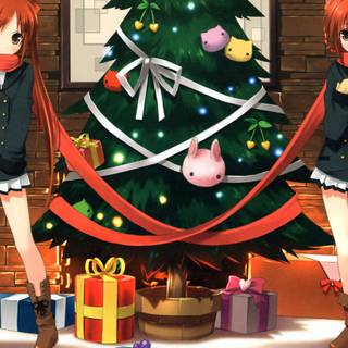 Anime Christmas trees wallpaper