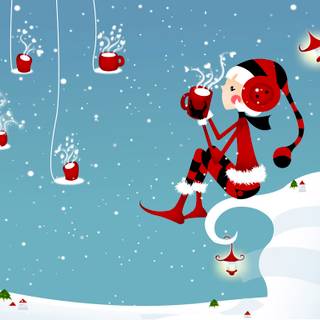 Cartoon cute Christmas wallpaper