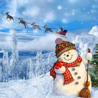 Snowman Christmas desktop wallpaper