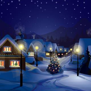 Christmas scene anime wallpaper