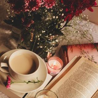 Autumn coffee flowers wallpaper