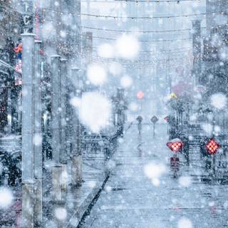 Ultrawide winter city wallpaper