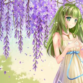 Green hair girl wallpaper