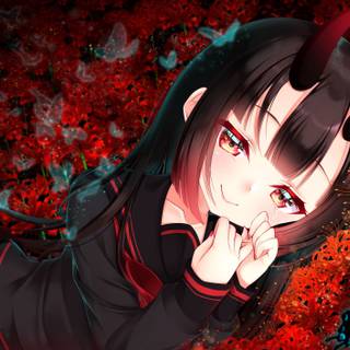 Red and black anime girl wallpaper