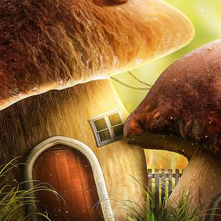 Mushroom house wallpaper